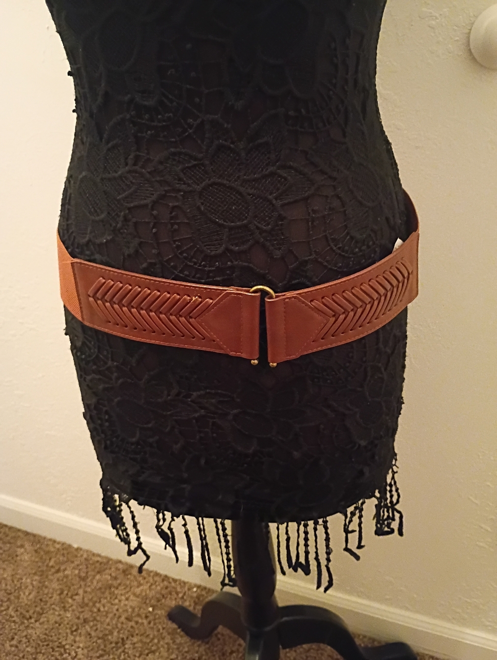Brown Leather Belt with Decorative Stitching